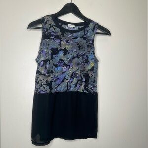 Silence + Noise Sleeveless tank top Fair isle pattern with Mesh Bottom Size S